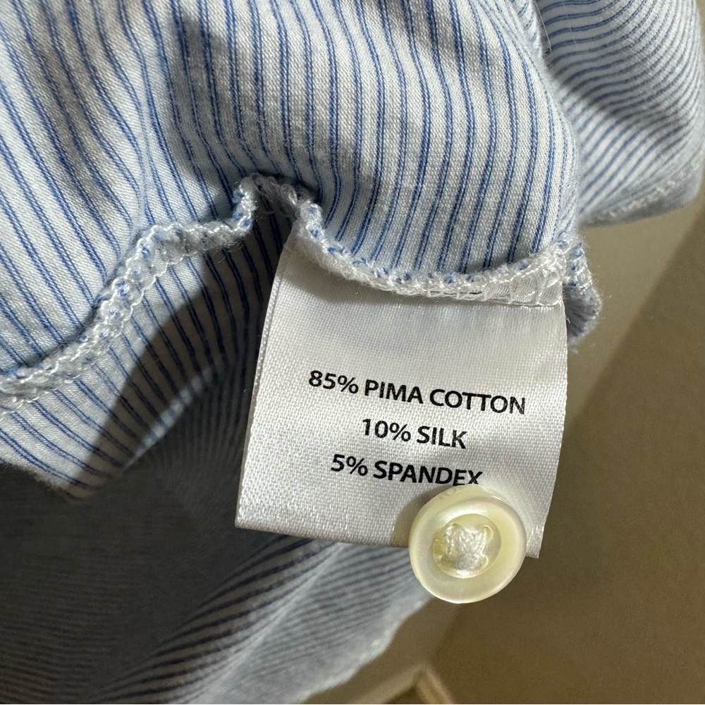 Peter Millar Blue Stripe Polo Pima Cotton Silk XL - Picture 3 of 4